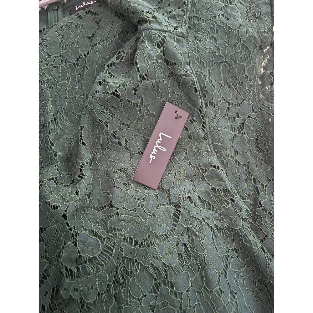 NWT Lulus Devotion Green Lace Midi Sheath Dress Size M MSRP $74 - Picture 3 of 11